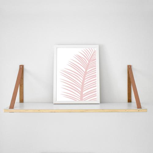 Palm Leaf Blush on White Print