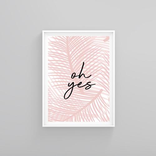 'Oh yes' Black Palm Leaf Print
